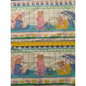 70X43" Vintage Leslie Beck Cranston Bears Bunny Chicks Dog Cotton Fabric EASTER